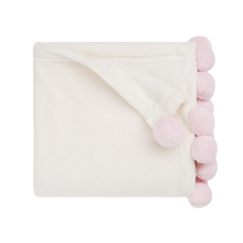 Load image into Gallery viewer, Pink Pom Trim Baby Blanket
