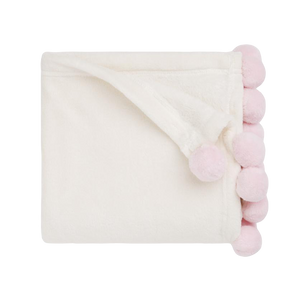 Pink Pom Trim Baby Blanket