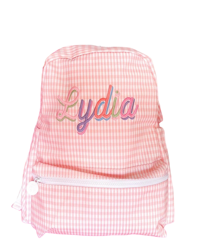 TRVL Backpack - Coral Gingham